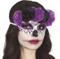 Masque Catrina fleurs violettes et noires pour compléter vos costumes térrifiants