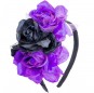 Bandeau Catrina avec roses noires et violettes pour compléter vos costumes térrifiants