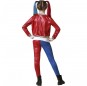 Costume Harley Quinn bleu et rouge fille