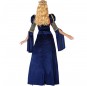 Déguisement Princesse Médiévale bleue pour femme dos