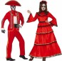 Costumes Squelettes mexicains rouges pour se déguiser à duo