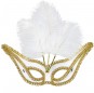 Masque blanc avec garniture de plumes pour compléter vos costumes