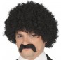 Perruque Pulp Fiction noire avec moustache