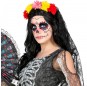Voile de Catrina avec fleurs pour le Jour des Morts pour compléter vos costumes térrifiants